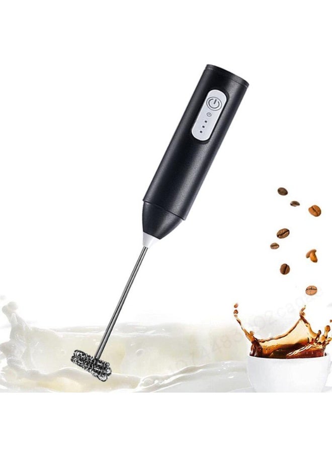 خفاقة حليب كهربائية قابلة للشحن مع مضرب بيض USB-C - مضرب قهوة يدوي بثلاث سرعات لتحضير النسكافيه واللاتيه والكابتشينو - مضربان مزدوجان من الفولاذ المقاوم للصدأ + مضرب بيض إضافي - خلاط مشروبات صغير - Image 1